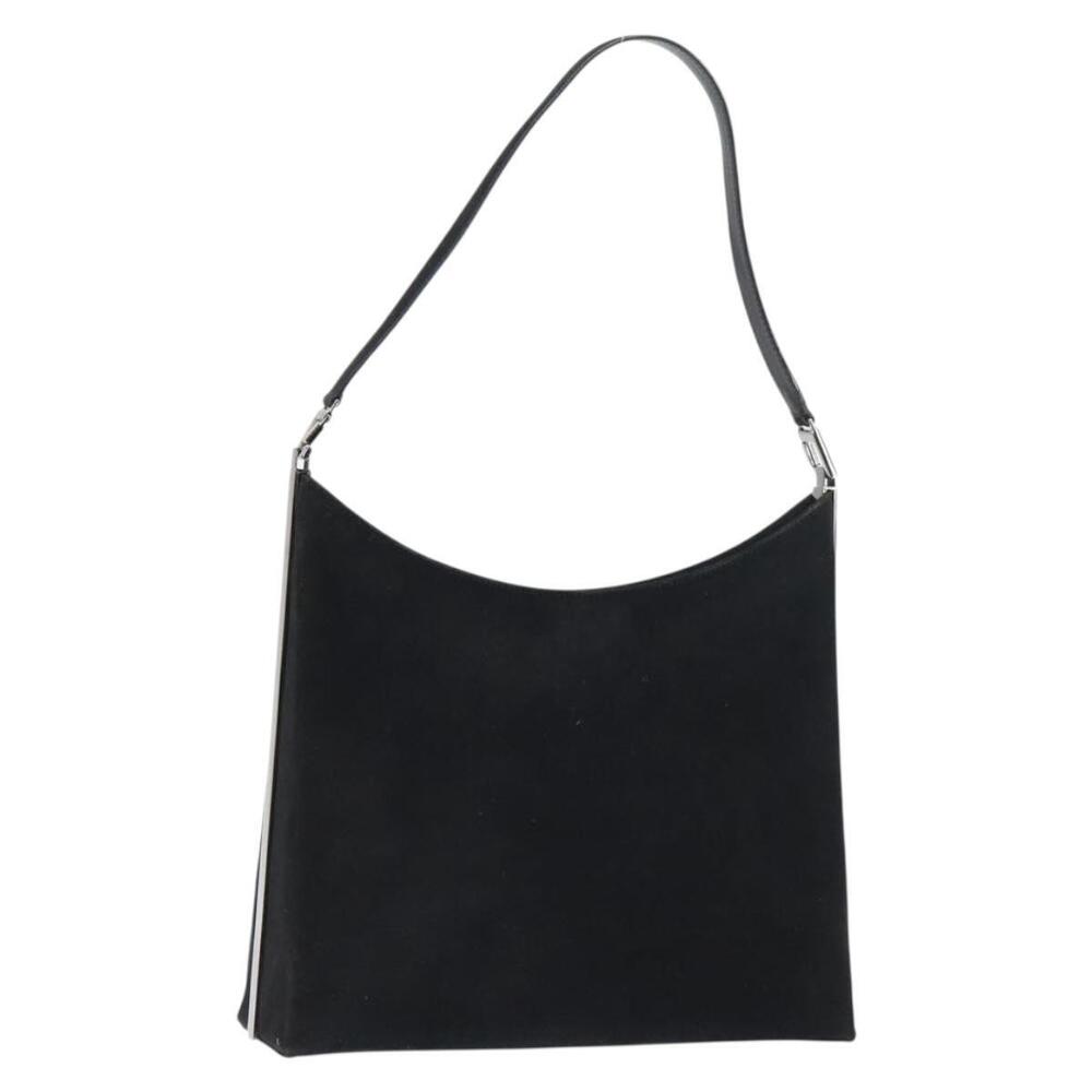Salvatore Ferragamo Vala Shoulder Bag Suede Black Gold Auth BA9014